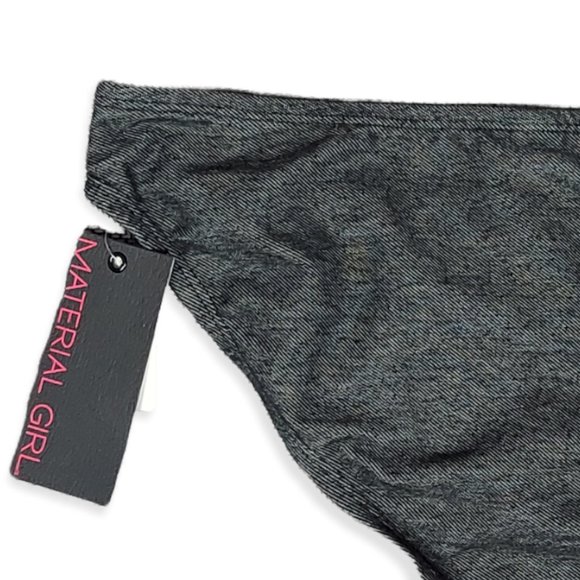 NWT MATERIAL GIRL "DENIM FEEL" FLORAL ACCENTED BIKINI BOTTOMS (M) - Picture 4 of 9